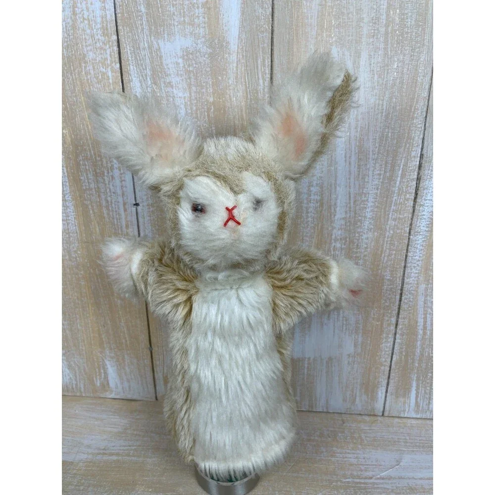 Vintage Rabbit Hare Hand Puppet Mohair Look Plush Bunny Puppet 14